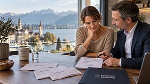 Kaufmann Sanierung seriös oder unseriös? Paar prüft Zahlungsplan mit Blick auf den Zürichsee