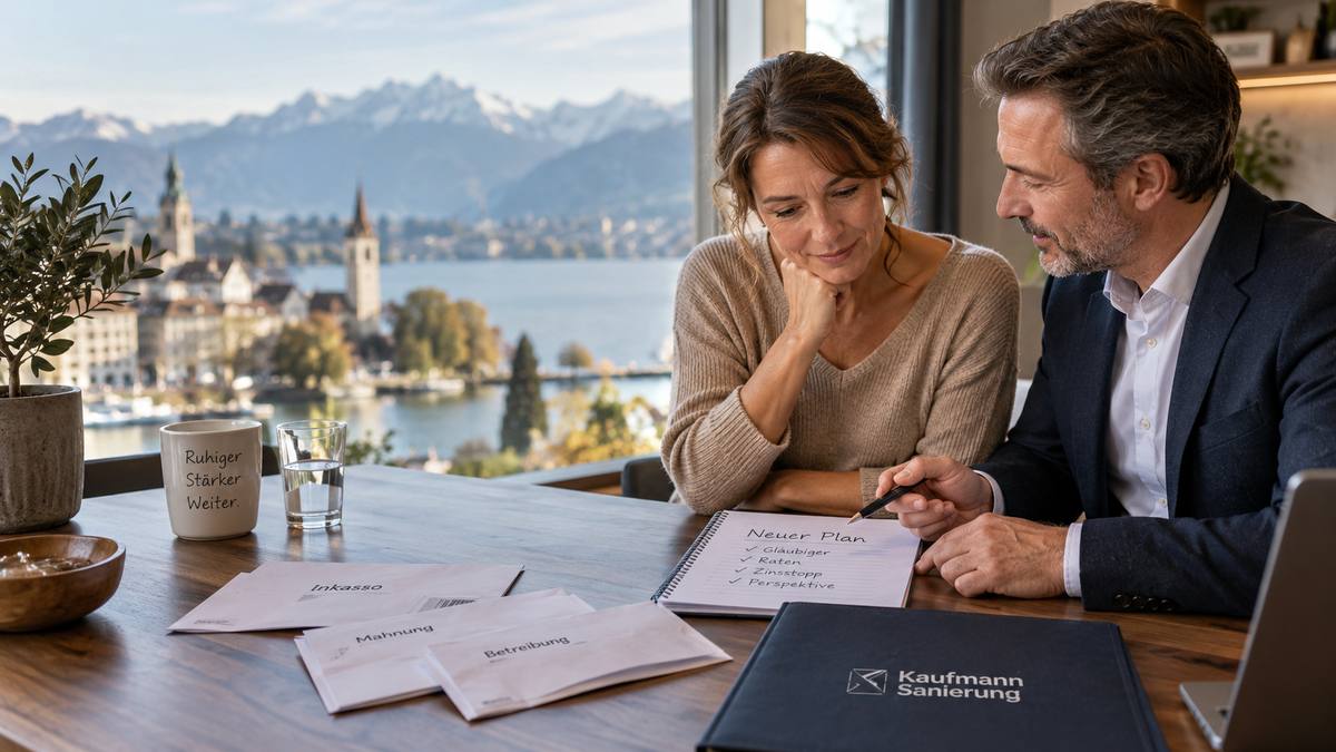 Kaufmann Sanierung seriös oder unseriös? Paar prüft Zahlungsplan mit Blick auf den Zürichsee